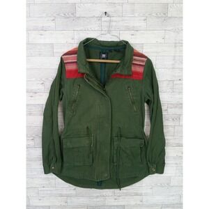 Women's RU Apparel Army Green Zip UP Jacket Light Denim Jacket Small S Southwest